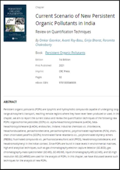 Current scenario of new persistent organic pollutants in India.