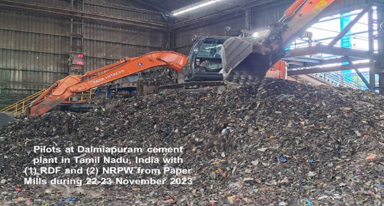 Event- Pilots with Non-recyclable Plastic Waste (NRPW) at Dalmiapuram Cement Plant (Tamil Nadu) during 22-23 November 2023